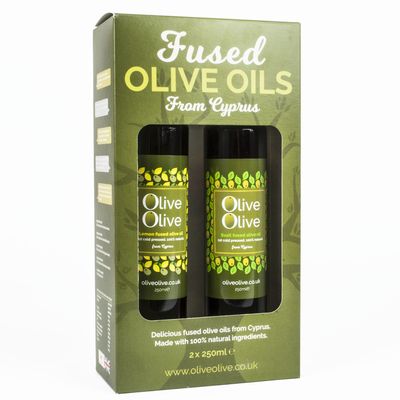 Basil & Lemon Infused Olive Oil Gift Pack 2 x 250ml - Extra Virgin by OliveOlive - First Cold Pressed from Cyprus - Hand Picked Olives
