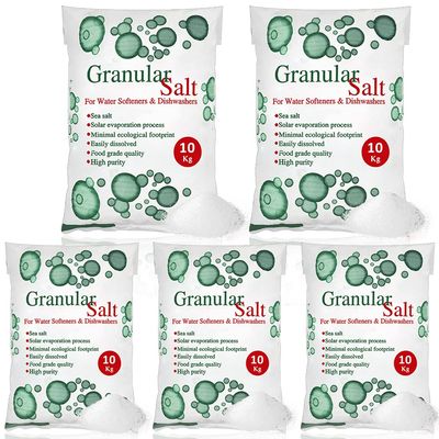 10kg Granular Salt For Granular Water Softeners Best For Laundry Kitchen Dish Washing | Compatible To All Water Softner Salt Machines | Food Grade 100% Genuine British Salt (5 Bag)