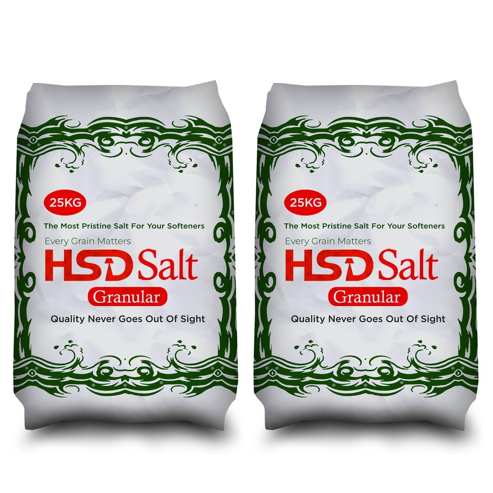 HSD salt Granular 25kg Water Softener Best For Laundry Kitchen Dish Washing | Compatible to All Water Softener Machines | Premium Quality | Food Grade 100% Genuine British Salt, 2 Pack