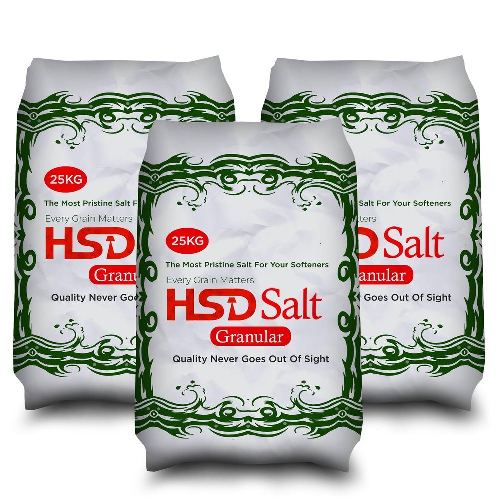 HSD 25KG salt Granular Water Softener Best For Laundry Kitchen Dish Washing | Compatible to All Water Softner Machines | Premium Quality | Food Grade 100% Genuine British Salt (3 Bags)