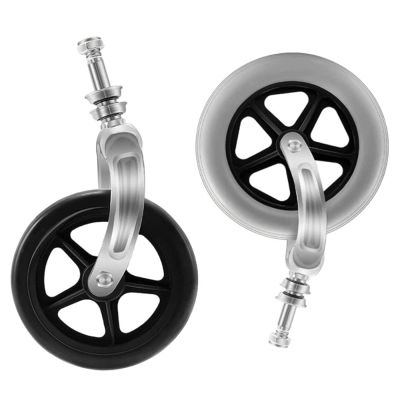 Wheelchair Front Wheel, Solid Rubber Wheel, Light Wheelchair Accessories, with Front Fork, 6 inches, 2pcs,Grey