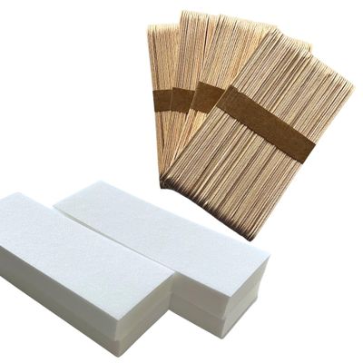 Vanity UK 400 Pcs Wax Strips & Spatulas Combo Kit - Complete with 200 Paper Waxing Sheets + 200 Wooden Applicator Sticks for Body Hair Removal
