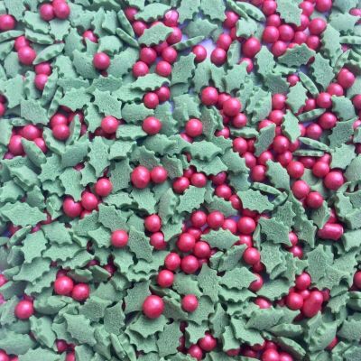 Vision4ever 150 Gram Holly and Berries Color Party Treats Cupcake Sprinkles Edible Sugar Xmas Cupcake Cake Toppers Decoration With Attractive Looks