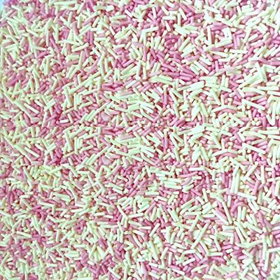 Vision4ever 200 Gram Pink and White Color Edible Sugar Strands Cupcake Sprinkles Cake Decoration Birthday Rainbow With Attractive Looks