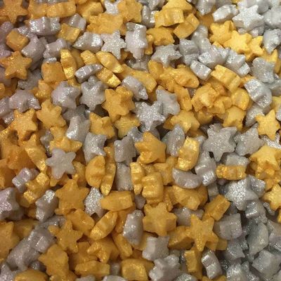 Vision4ever 100 Gram Gold and Silver Color Party Cupcake Sprinkles Edible Mini Glimmer Stars Cake Toppers Decorations Birthday With Attractive Looks