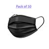 2 UR DOOR 50 Pack Protective Disposable Face Masks - Black, 3-Layer Facial Cover with Elastic Ear Loops, Comfortable Universal 3D Design for Regular Use, Home, Office view 2