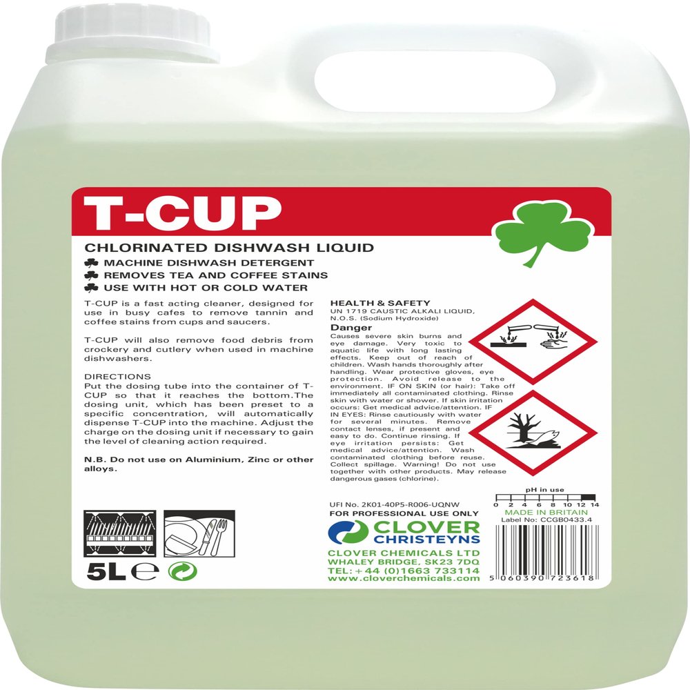 Clover Chemicals T Cup Chlorinated Dishwash Liquid (368) 5 Ltr
