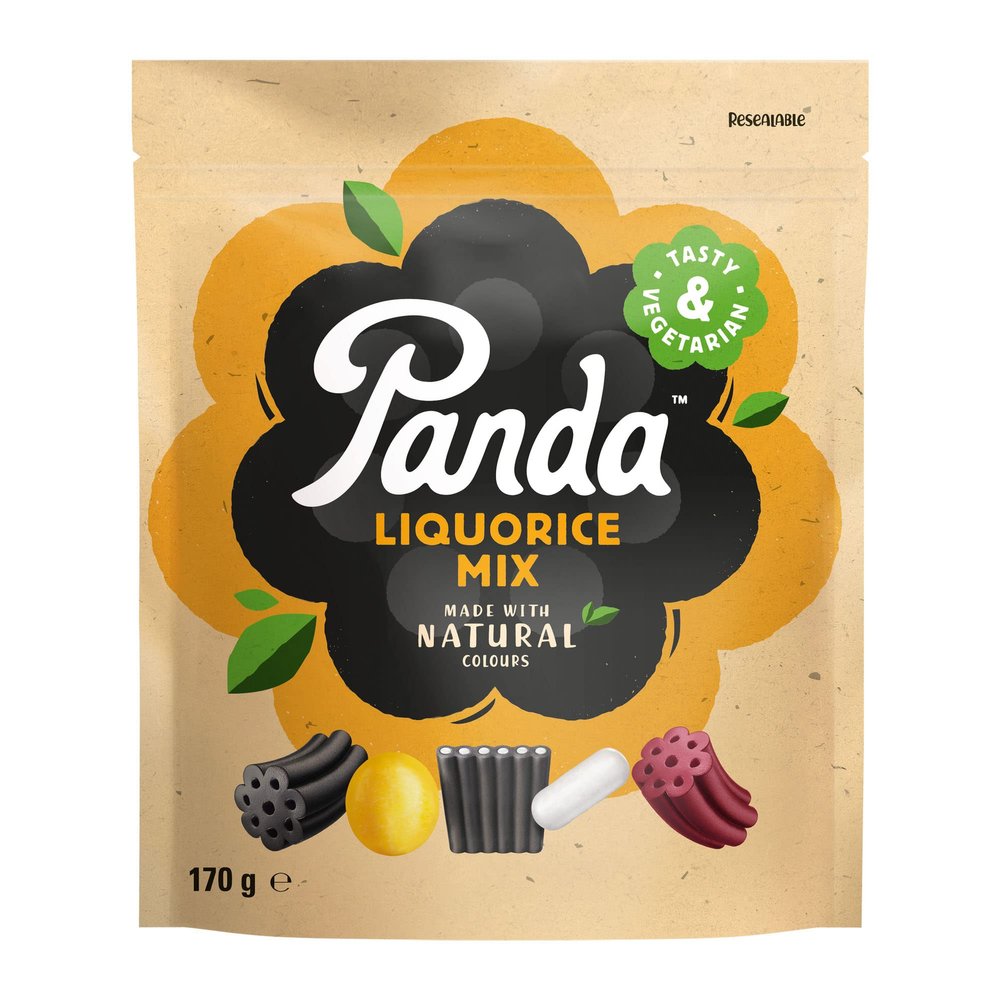 Panda  | Natural Liquorice Mix | Licorice Sweet Made with Natural Flavours | Mix of Six Delicious Flavours | The Real Taste of Liquorice Sweets Since 1927 | 170 G