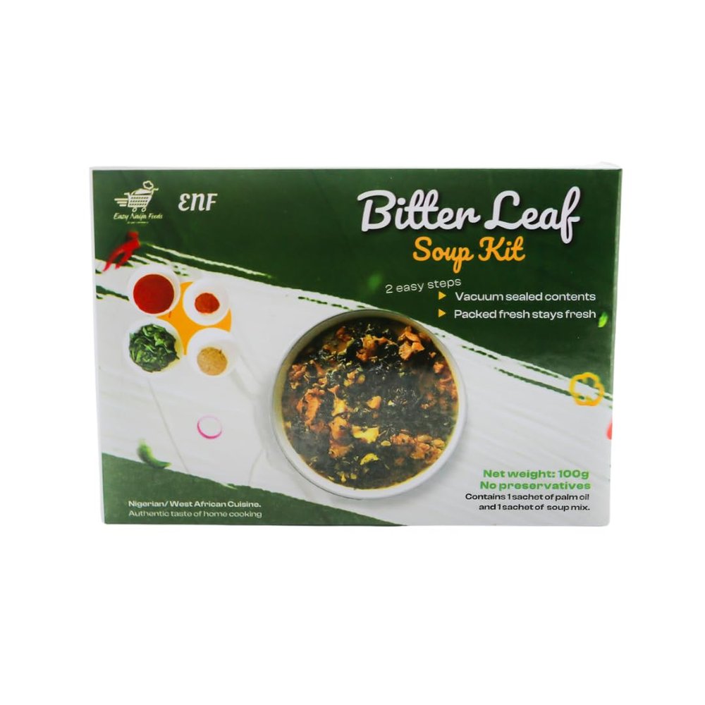 ENF Bitter Leaf Soup Kit | Soup Mix with Bitter leaf, Crayfish, Chilli and African Spices | Easy Cook and Eat | Pack of 2 | Meal for 5 | Nigerian West African Meal Kit |