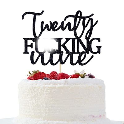 Unoggsor Twenty Nine Cake Topper - Happy 29th Birthday Cake Decor - Cheers to 29 Years Birthday Party Decorations Supplies, Black Glitter