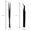 2 PCS Nail Art Tweezers, Straight and Curved Tip Tweezer Rhinestone Stickers Picker Pointed Tweezers for Craft, Makeup Tools - Black view 3