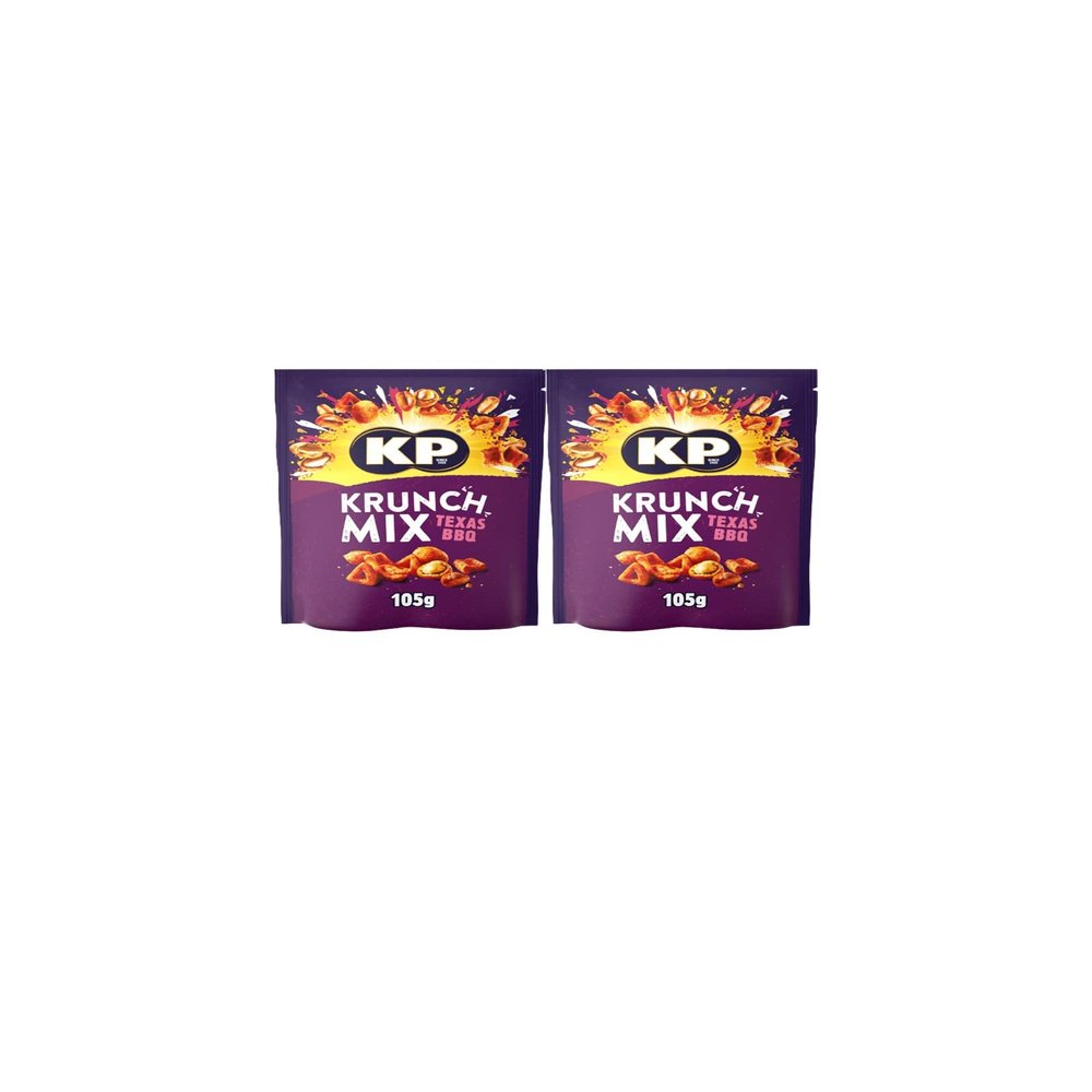 2 x Kp Krunch Mix Texas BBQ Peanut & Snack Mix Flavour 105g (Contains Roasted Peanuts, Corn Snacks & Coated Peanuts)