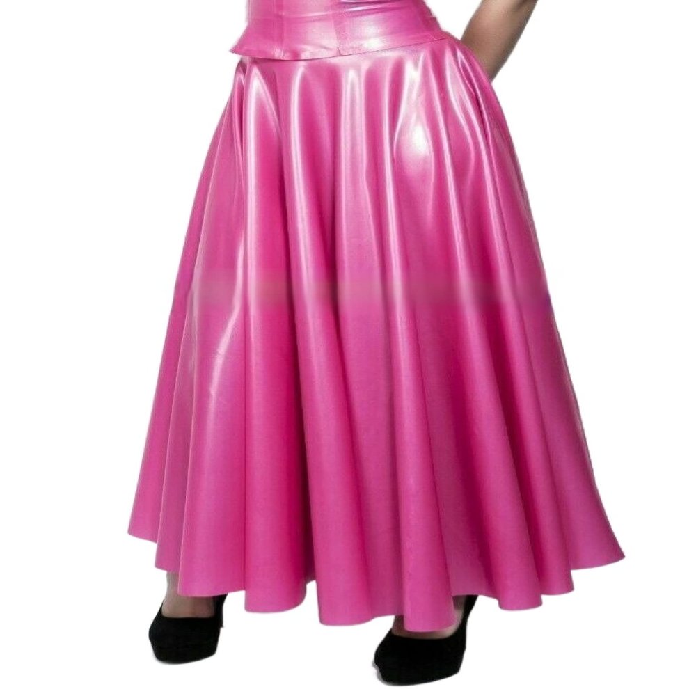 100% Natural Handsome Latex Rubber Women's Long Dress Party Nightclub Clothes (Skirts only),As Shown,XXL