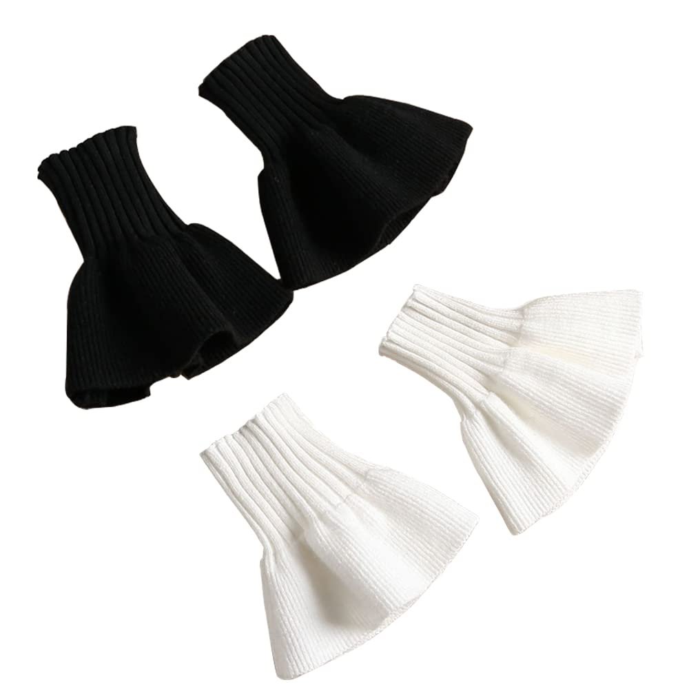 Elegtiskas Wrist Cuffs Lolita knitted Stretch Lace Cuffs Detachable Fake Sleeve cuffs Decorated Accessory
