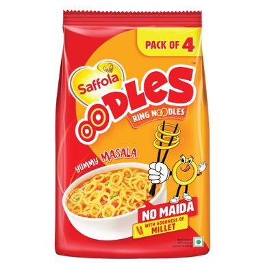 Saffola Oodles, Instant Noodles, Ring Shape, Yummy Masala Flavour, No Maida, Whole Grain Oats 212 grams