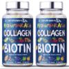 2 Bottles Biotin High Strength with Marine Collagen & Hyaluronic Acid  35 Ingredients - Advanced Hair, Skin, Nails & Bones Formula with Vitamins & Minerals  90 Capsules  UK Made, GMP Certified view 1