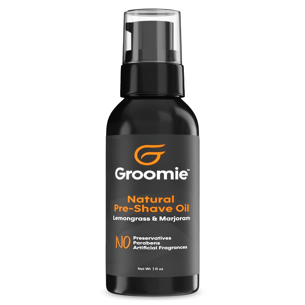 GROOMIE Natural Pre-Shave Oil for Bald Headed Men and Women | Specially Formulated Plant Based Recipe with Milk Thistle Seed, Essential Oils, Antioxidants, and Vitamin E | Promotes Close Shave