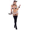 ABAFIP Women's Cute Anime Kawaii Cat Kitten Cosplay Strappy Lingerie Halter Micro Bra Panty Headband Garter Stockings Set, Black-01, One Size view 4