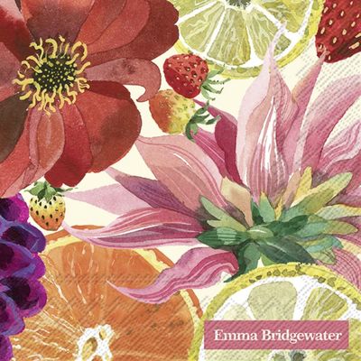 IHR Ideal Home Range - Paper Napkins Fruits and Flowers Cream 20 pc. Cocktail Napkins