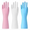 3 Pairs of Reusable Cleaning Gloves - Latex Free Kitchen Cleaning Gloves with Cotton Liner- Household Dishwashing Gloves, Non- Slip Waterproof (Medium, Blue+Pink+White) view 1