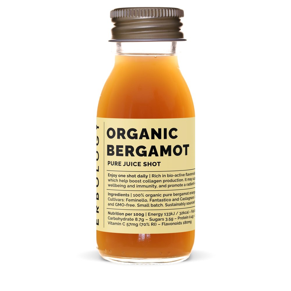 Erbology Organic Bergamot Juice 12 Daily Shots (60ml) - Supports Immunity and Collagen Production - High in Vitamin C and Bio-active Flavonoids - Straight from Farm in Italy - Undiluted