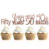 24 Pcs Rosegold 50th Birthday Party Decoration - Hello 50 Cupcake Toppers, Cheers To 50 Years Cupcake Toppers, Fifty Cupcake Toppers, 50&Fabulous Cupcake Toppers (50) view 1