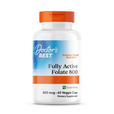 Doctor's Best, Fully Active Folate with Quatrefolic (Folic Acid), 800 mcg, 60 Vegan Capsules, Laboratory Tested, Gluten Free, Soy Free, Vegetarian, GMO Free