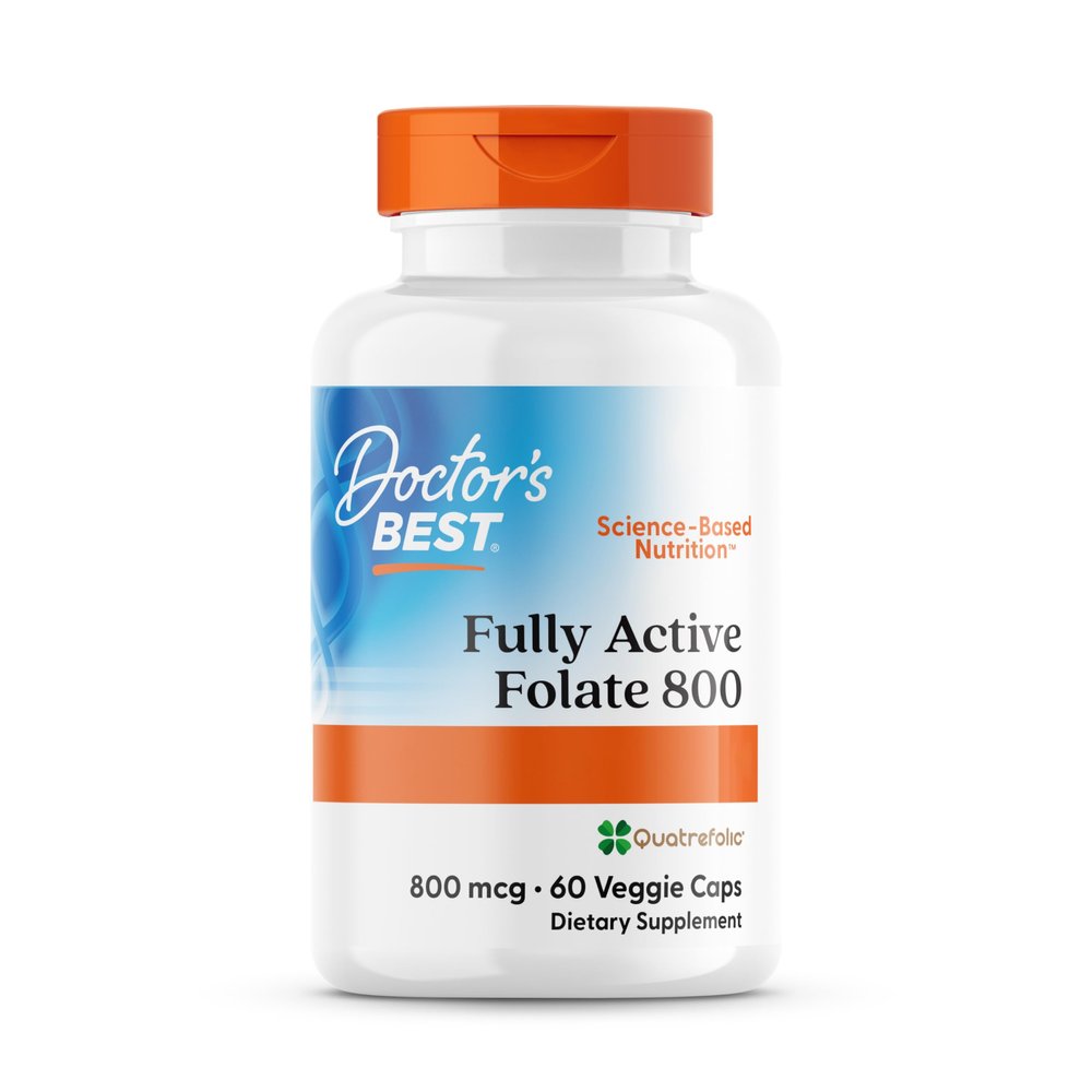 Doctor's Best, Fully Active Folate with Quatrefolic (Folic Acid), 800 mcg, 60 Vegan Capsules, Laboratory Tested, Gluten Free, Soy Free, Vegetarian, GMO Free