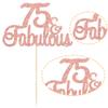 Gyufise 1Pcs 75 & Fabulous Cake Topper Rose Gold Glitter Seventy Five and Fabulous Cake Toppers Happy 75th Birthday Cake Pick for 75th Wedding Anniversary Birthday Party Cake Decorations Supplies view 3
