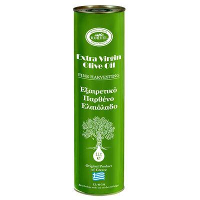 KORVEL Olive Oil - Premium Extra Virgin Olive Oil 1 liter - Fresh from the harvest - Cold pressed Olive oil 1l - Koroneiki Olives - Kalamata Region in Greece - Canister with spout