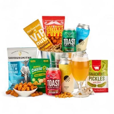 Thornton & France Bucket of Beer Hamper Gift for Him | Fathers Day Craft Beer Gift Set | With Savoury Snacks in a Reusable Metal Ice Bucket | Gifts for Dads Birthday & Beer Lovers