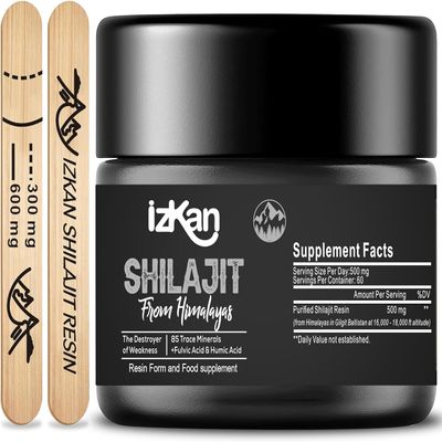 Pure Shilajit Himalayan Shilajit - 600mg 100% Natural Organic Shilajit with 85+ Trace Minerals & Fulvic Acid for Energy, Strength & Immunity, 30 Grams (5X)