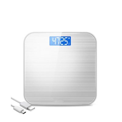 Digital Electronic Bathroom Scales Household High Accuracy Tempered Glass Digital Scale Kitchen Bathroom Scale Body Weight Scale USB Charging Scale High Precision Weighing Scale ( Color : Silver )