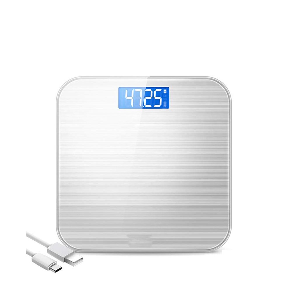 Digital Electronic Bathroom Scales Household High Accuracy Tempered Glass Digital Scale Kitchen Bathroom Scale Body Weight Scale USB Charging Scale High Precision Weighing Scale ( Color : Silver )