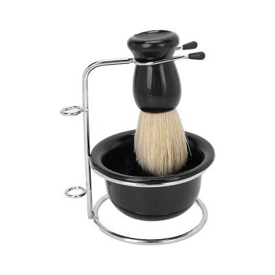 3pcs Shaving Brush Set, Professional Manual Men Shaving Kit for Shaving Cream Foam Soap, Beard Shaving Brush Bowl Safety Shaving Stand Kit