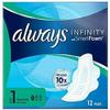 Always Infinity FlexProtect Pads Long (Size 2) Wings, Unscented, 6X 11 Sanitary Towels, Up to Zero Feel, Up to Zero Leaks, Thin and Flexible Protection, Always' Softest Toplayer view 1