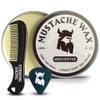 Striking Viking Moustache Wax & Comb Kit - 60g, Unscented - Strong Hold Styling Moustache Kit - Beeswax Non-Greasy Formula - Pocket-Ready Beard Grooming Kit for Men view 1
