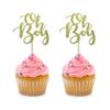 24 PCS Golden Glitter Oh Boy Cupcake Toppers for Birthday Party Wedding Baby Shower Cake Dessert Decorations Supplies Picks view 1
