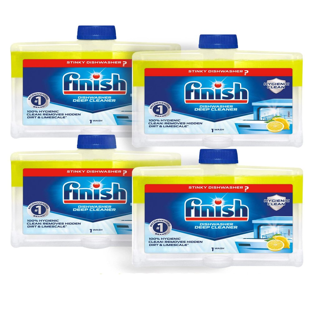Finish Lemon Dishwasher Cleaner, Long-Lasting & Powerful Citrus Scent for Sparkling Clean Dishes 60's New Pack Of 4