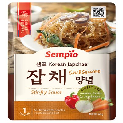 Sempio Japchae Sauce (60g) - Authentic Korean Cuisine at Home. Sweet & Savory Flavor for Stir-Fry Noodles