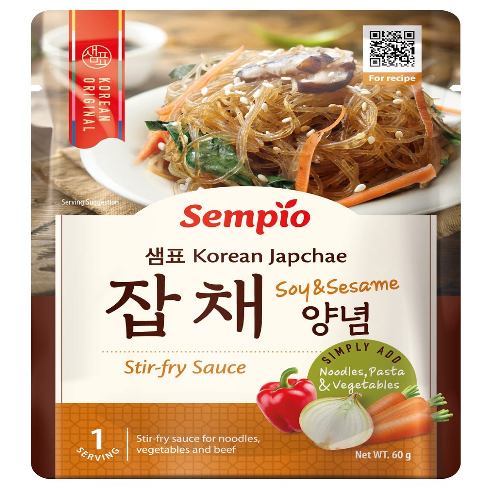 Sempio Japchae Sauce (60g) - Authentic Korean Cuisine at Home. Sweet & Savory Flavor for Stir-Fry Noodles
