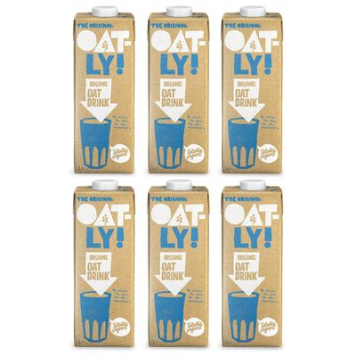 OATLY Oat Drink Organic 1 Litre (Pack of 6) Oat Milk Made for Coffee - Unsweetened - Dairy Free - Vegan - Enriched with Plant-Based Nutrients