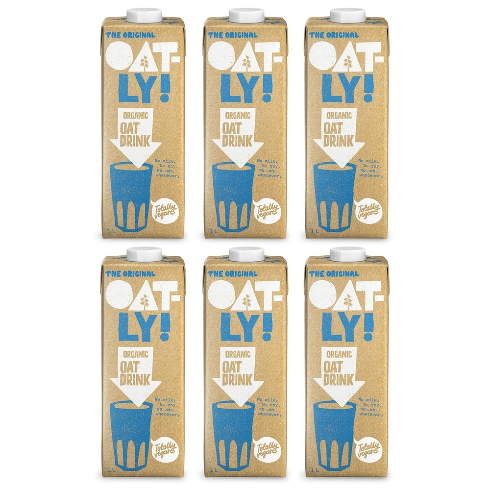 OATLY Oat Drink Organic 1 Litre (Pack of 6) Oat Milk Made for Coffee - Unsweetened - Dairy Free - Vegan - Enriched with Plant-Based Nutrients