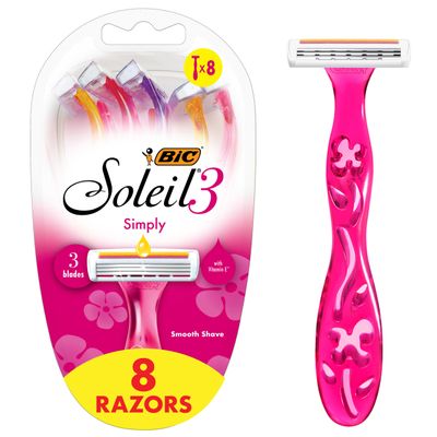 Soleil Simply Smooth, Disposable Razors, 8 Razors, BIC
