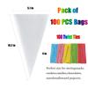 100pcs Sweet Cone Bags 25x13cm Clear Cone Bags with Ties for Party Supplies, Sweets, Biscuits Displaying & Wrapping on Birthday Parties and Festivals view 2