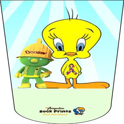 Amputee Sock "Tweety Autism FraggleRock V2 Mockup"
