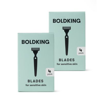 BOLDKING RAZOR BLADES DUOPACK (8 blades) for sensitive skin | refill blades | replacement blades for men | for beard, head, shoulders, back, armpits, legs, intimate shaving | wet razor