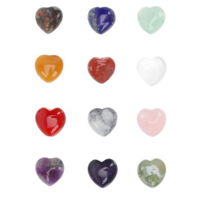 VALICLUD 12pcs Heart Stone Decor Crystal Stone Adorns for Miniature Garden Ornaments Heart-shaped for Valentine Decorations Home