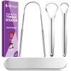 3 Kinds Tongue Scraper Gift Set,Stainless Steel Tongue Cleaners with Case Fresh Breath Restored Taste view 1