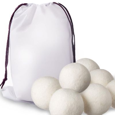 8PCS Wool Dryer Balls Natural Fabric Softener Balls Anti-Static Reusable Wool Balls 100% Organic Natural New Zealand Wool Handmade Saves Drying Time and Reduces Clothing Wrinkles (8 PCS+Bag)
